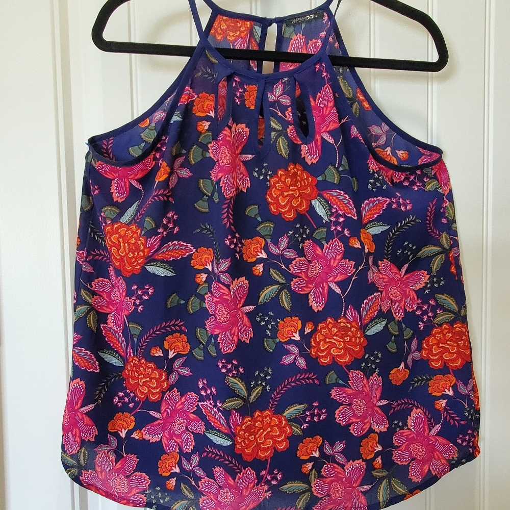 Blue flowered tank top